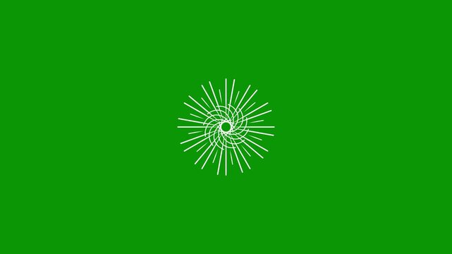 Fireworks line blast animation, circular fireworks spark burst animation with shiny glowing ellipse pop up explosion, firework shape motion graphic 4K effect circle burst green background.