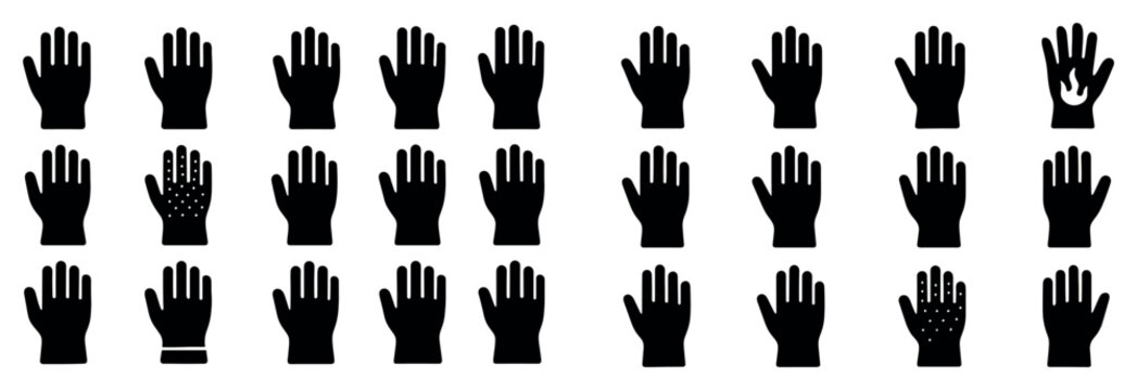 Safety icons with glove hand mittens minimal