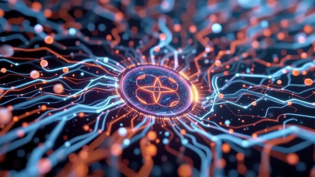 Abstract Technology Concept with Data Connections and Network Visualization