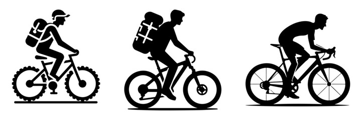 Obraz premium Cyclists Silhouettes: Adventure Touring and Road Cycling.