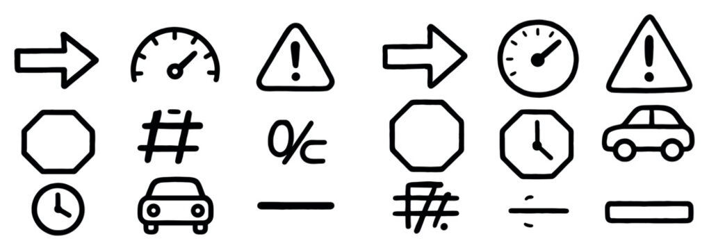 Interface icons with arrows gauge warning minimal