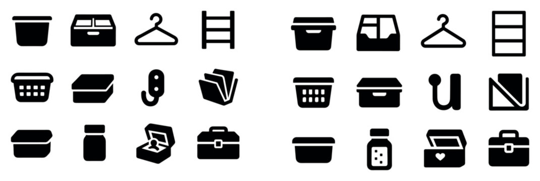Household icons with box hanger ladder flat