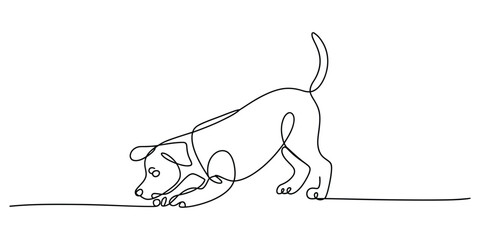 Continuous single line drawing of a playful puppy dog © Bilas