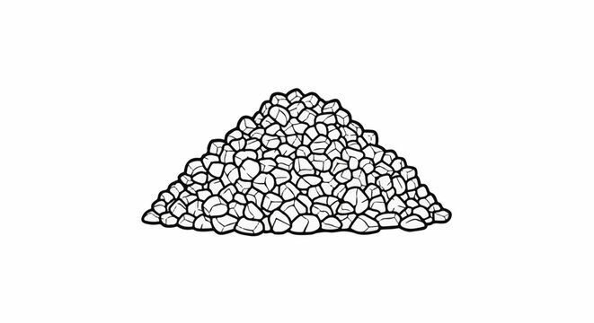 A pile of rough, grey stones, piled high in a conical shape