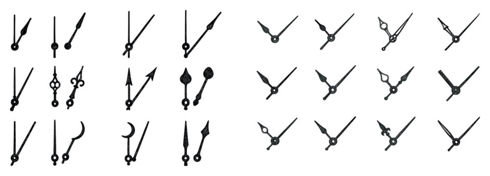 Time icons with clock hands and pointers minimal