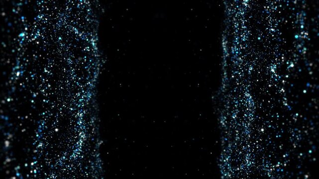 blue particle background light sparkle with glowing columns and central copy space