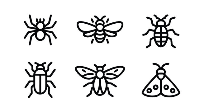 insect icons featuring spider beetle bee and moth silhouettes
