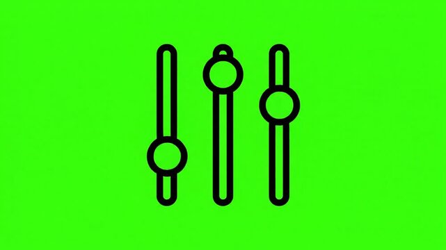 This video shows three equalizer sliders against a bright green background.