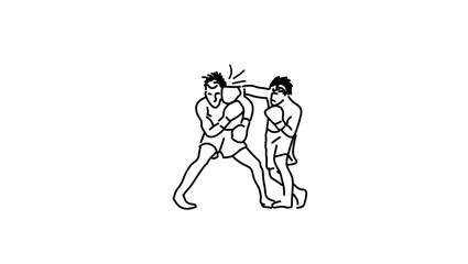 Fototapeta premium box fighters, black isolated vector silhouette