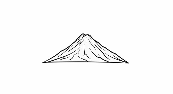 Stylized outline drawing of a conical mountain with ridgelines