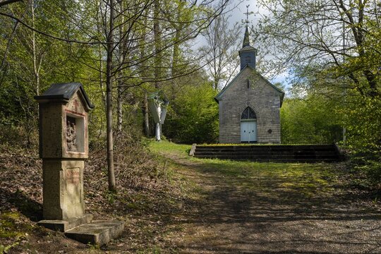 Holy Stations of the Cross at Sundern. Catholic religion, Jesus at the cross and chapel