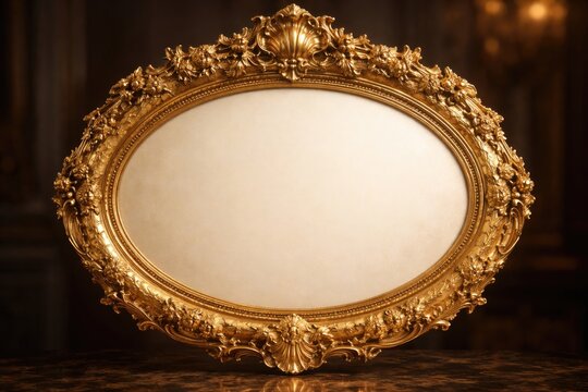 Gold leaf embellished oval picture frame with fine detailing