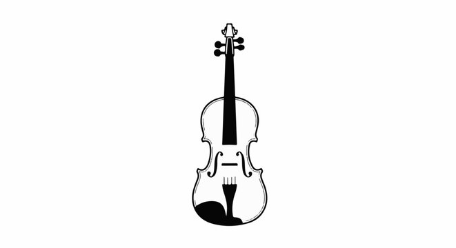Stylized black outline of a violin on a white background