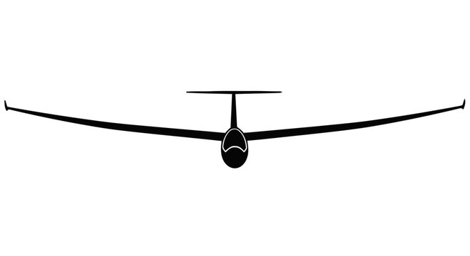 Black glider in flight.