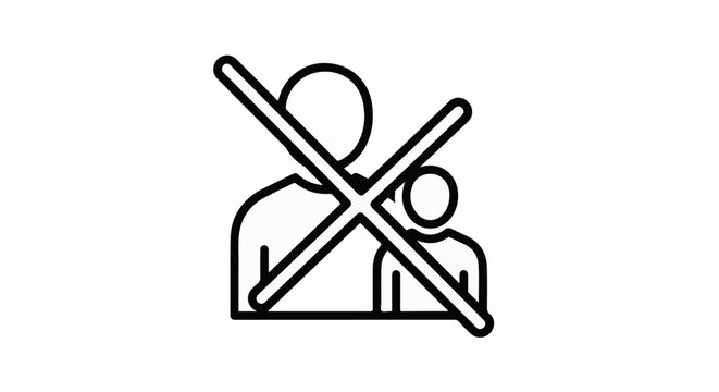Icon depicting two people with a prohibition sign over them