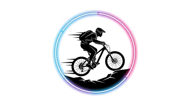 Cyclist riding downhill mountain bike