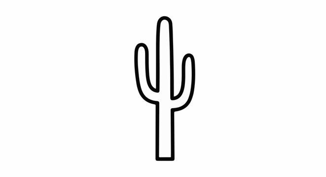 Simple black outline of a tall, multi-armed succulent plant