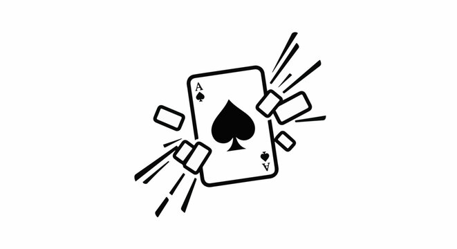 Dynamic ace of spades exploding with abstract shapes and lines