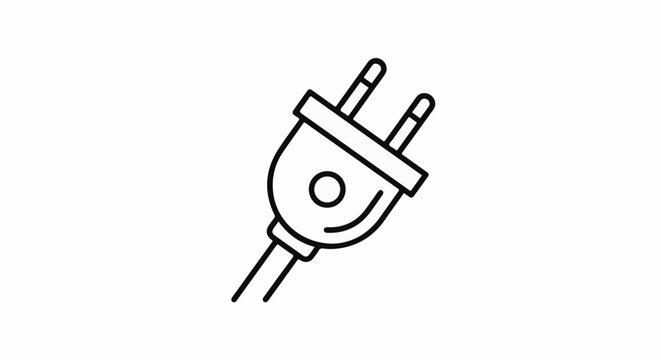 Simple line drawing of an electrical plug with two prongs