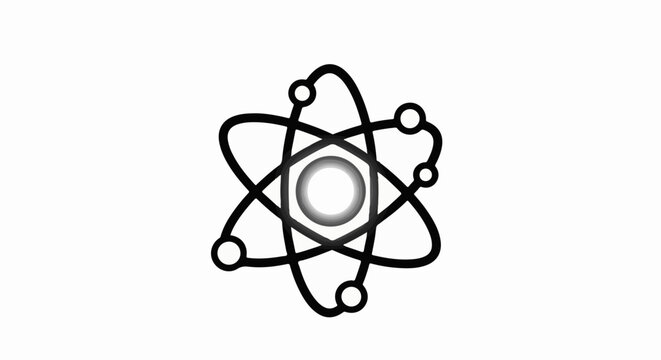 Abstract atomic structure symbol with orbiting electrons