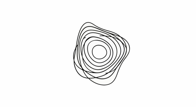 Abstract organic shape with swirling contour lines and inner circles
