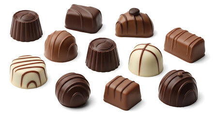 Fototapeta premium Assorted chocolate truffles on white background