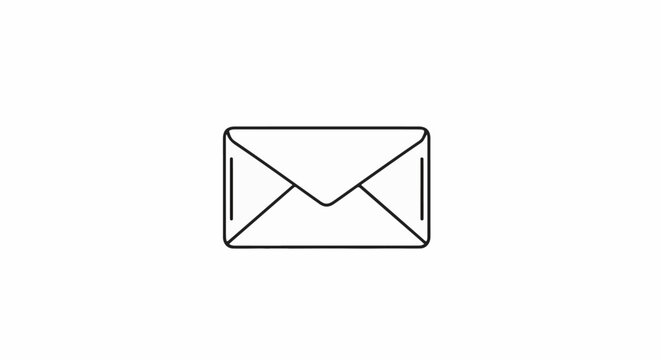 Simple outline of a white envelope with black border on a white background