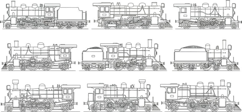 Vintage steam locomotive blueprints detailed engineering drawings of classic trains