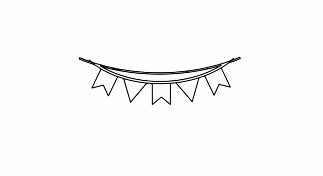 A simple line drawing of a decorative banner with triangular flags