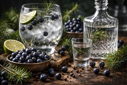 Juniper berries contributing to distinguished flavors in gin and borovicka drink recipes