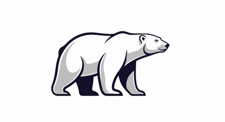 Fototapeta premium Stylized white bear with dark outlines and gray shading, walking