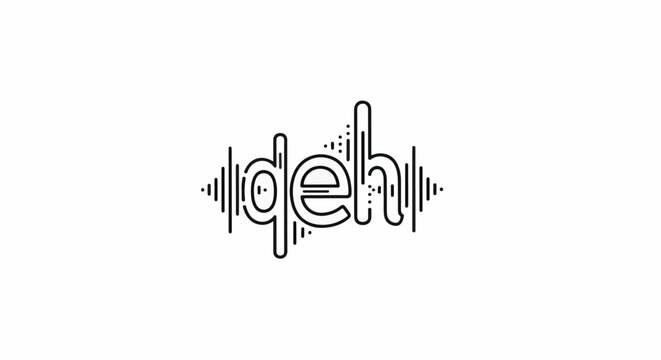 Stylized text "deh" superimposed on an audio waveform