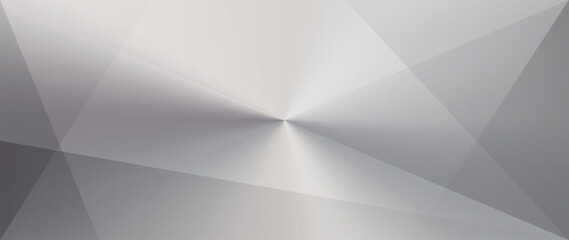 Fototapeta premium Abstract metallic radial gradient background. Soft light glow. Layered geometric triangles. Premium silver-gold tones. Futuristic luxury modern backdrop for fintech, tech, high-end digital interfaces