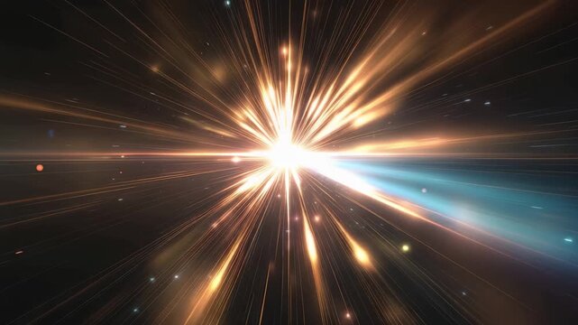 Lens flare effect creates dynamic background for slow motion video with radial pattern and bright light source at the center