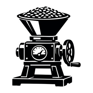 Manual coffee grinder with a hopper full of beans, representing traditional methods and fresh preparation of hot beverages