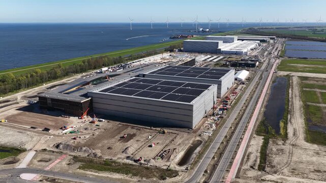 Aerial View of Flevokust Haven Inland Port industrial zone