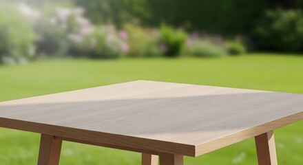Fototapeta premium Empty Wooden Table in Sunny Garden