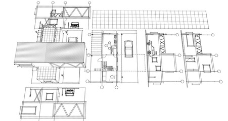 Fototapeta premium house with consoles plan 3d illustration 