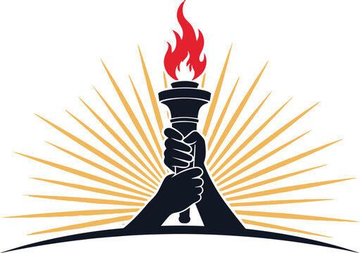 hand holding torch with flame silhouette high quality professional