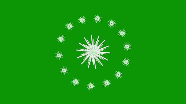 Circles on transparent background ring accent highlights night sky pop-up animation, ellipse circles and line burst fireworks explosion line shape blast circle, solid green screen, 4K animation.