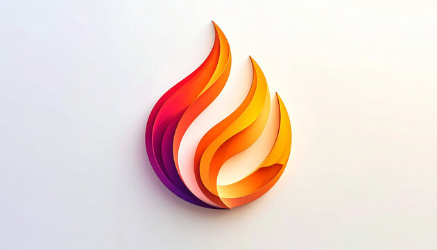 Abstract fiery flames logo on white background