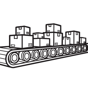 Conveyorbeltwithpackagedboxesforindustrialshippingandlogistics