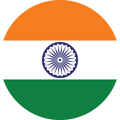 Circular Indian flag emblem with Ashoka Chakra on white © Abidajahan