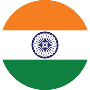 Circular Indian flag emblem with Ashoka Chakra on white