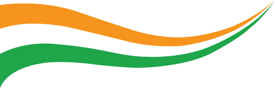 Abstract Indian flag colors flowing waves on white background