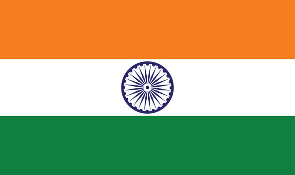 Indian flag with saffron white and green horizontal stripes and Ashoka Chakra