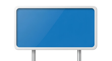 Fototapeta premium Blank Blue Road Sign with White Frame on Metal Poles.