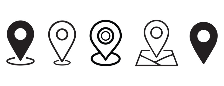 Location pin icon. Minimal map marker vector for navigation apps. Geotag pointer marking place and position symbol. Clean destination point sign pictogram concept.