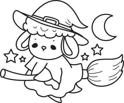Coloring pages of Cute sheep hand drawn emotes icon