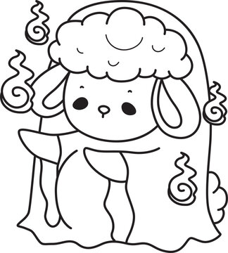Coloring pages of Cute sheep hand drawn emotes icon
